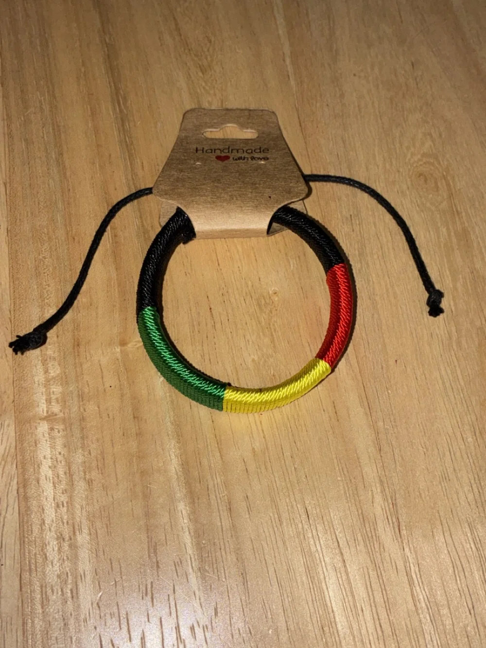 Handmade Rasta Leather & Woven Adjustable Cord Bracelet